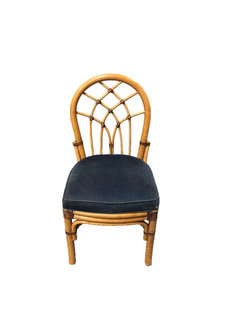 Restored Rattan Dining Chairs with Cathedral Back For Sale 1