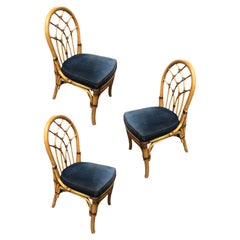 Vintage Restored Rattan Dining Chairs with Cathedral Back