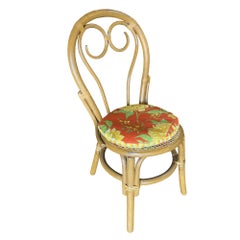 Restored Rattan Dining Chairs with Scrolling Back, Set of 4