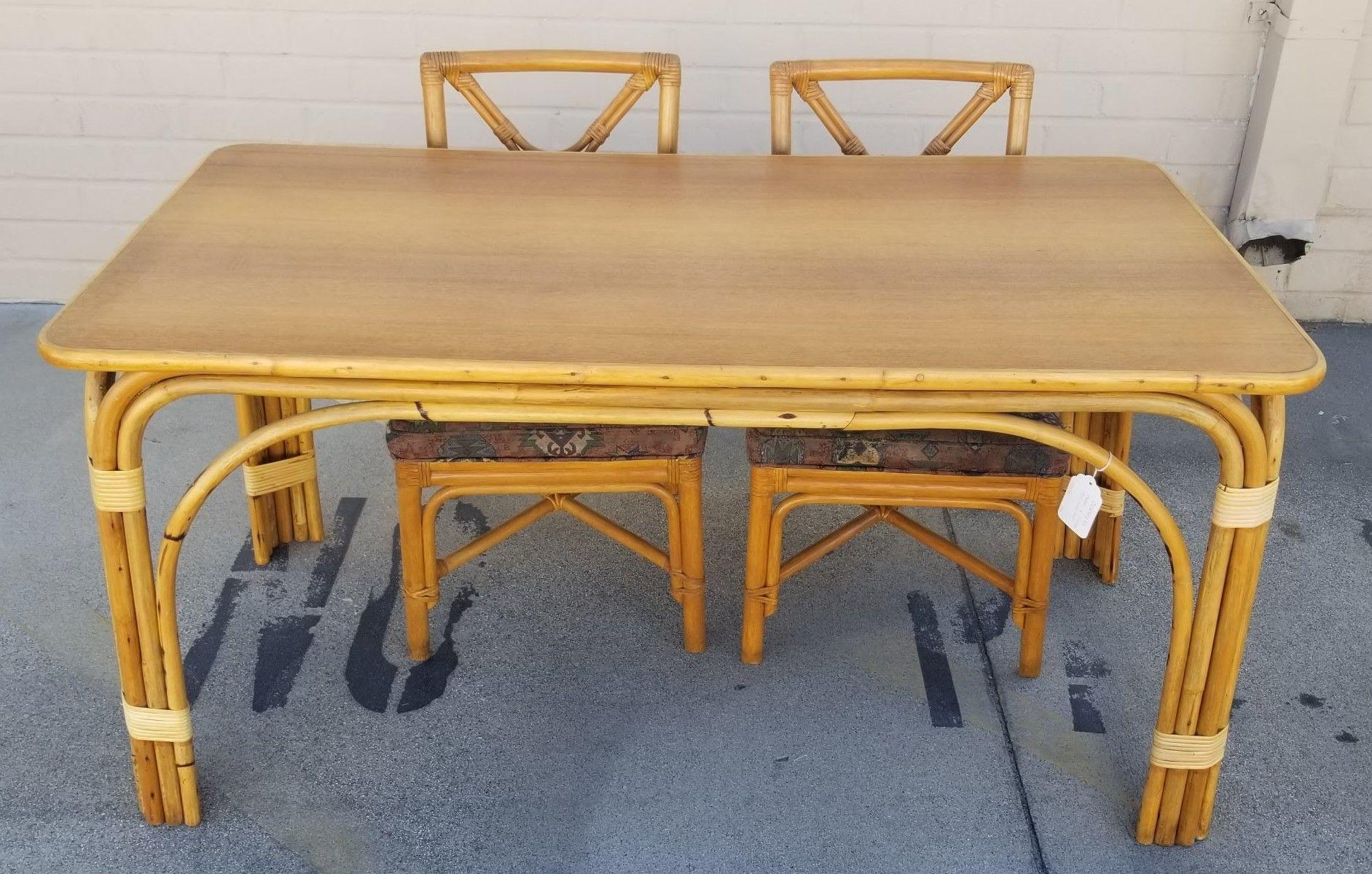 Ficks Reed Restored Rattan Dining Room Table and Chairs Set For Sale 6