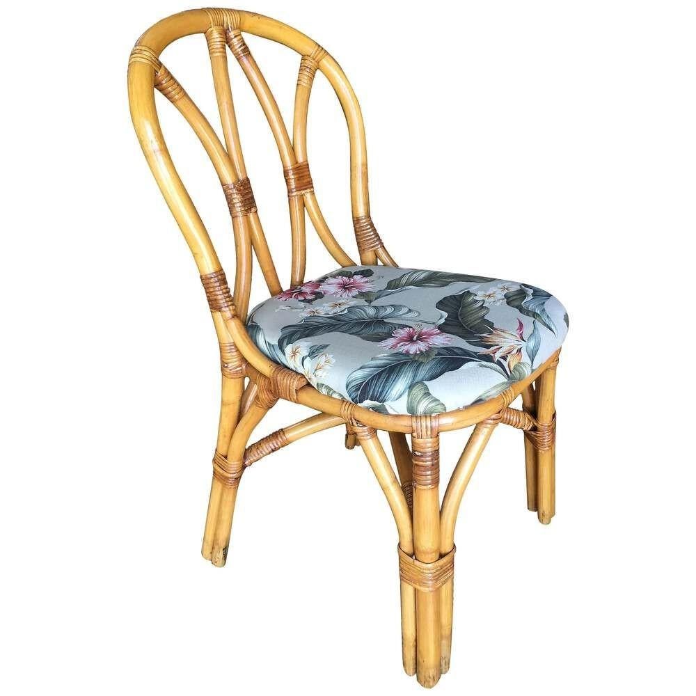 Restaurierter Rattan-Esszimmerstuhl mit „Hour Glass“-Rückenlehne, Vierer-Set (Moderne der Mitte des Jahrhunderts) im Angebot