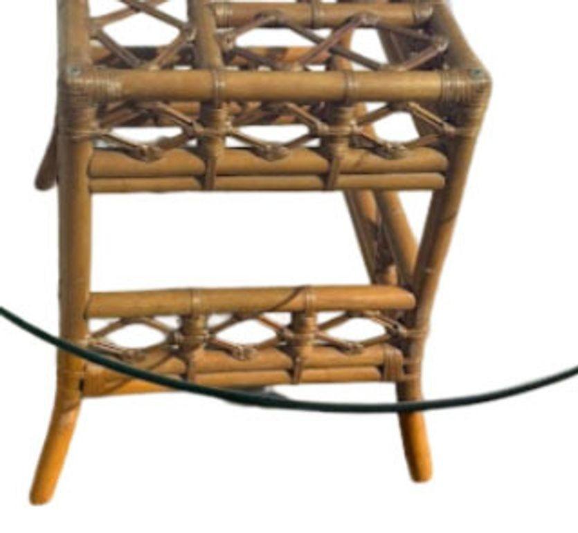 Restored Rattan Dining Table & Chairs w/ Leopard Print Cushions For Sale 2