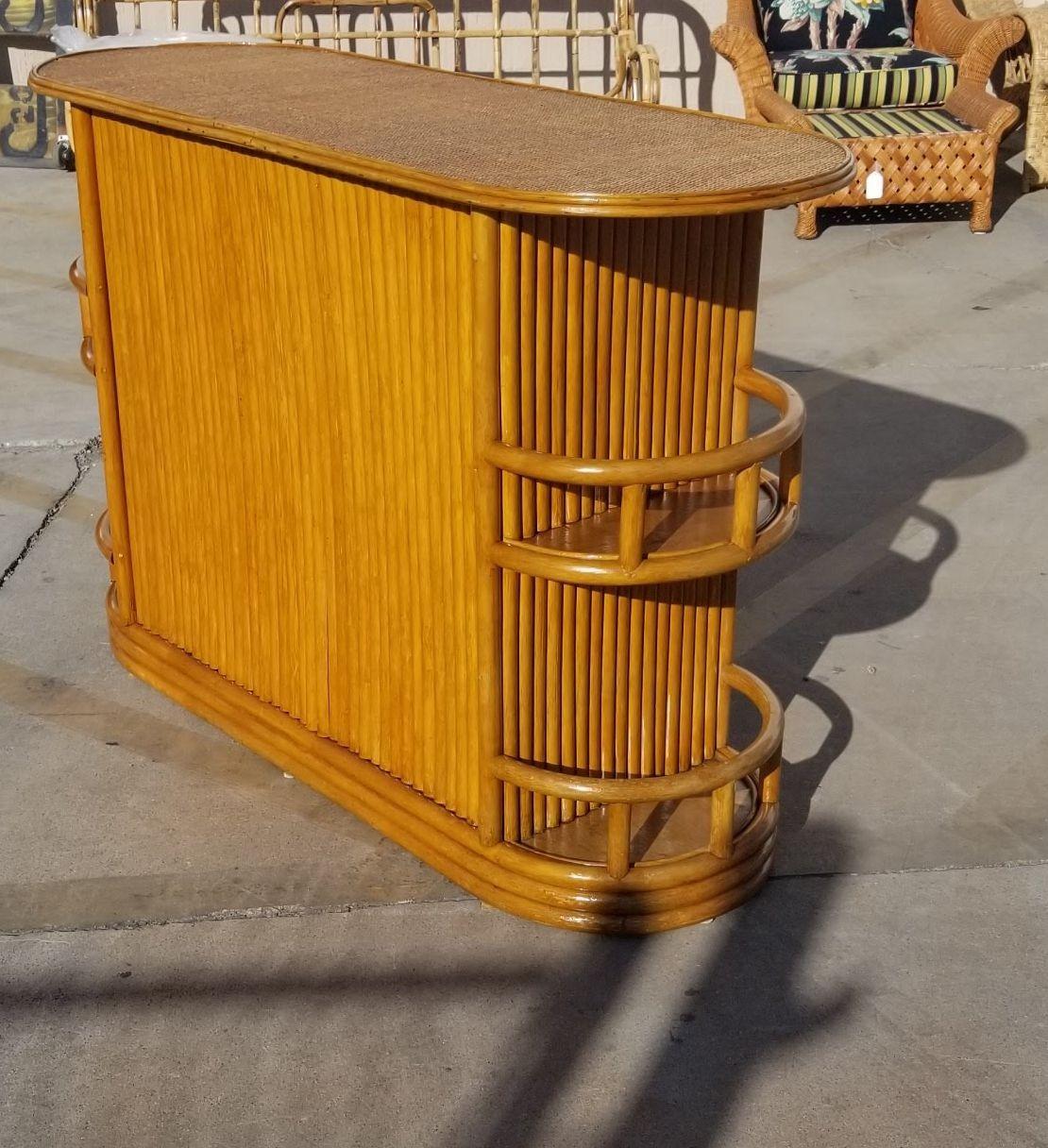 Restored Rattan Dry Bar Featuring Side Shelves and Mat Top For Sale 3
