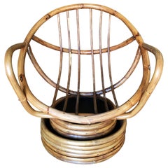Restored Rattan "Egg" Lounge Chair with Swivel Base