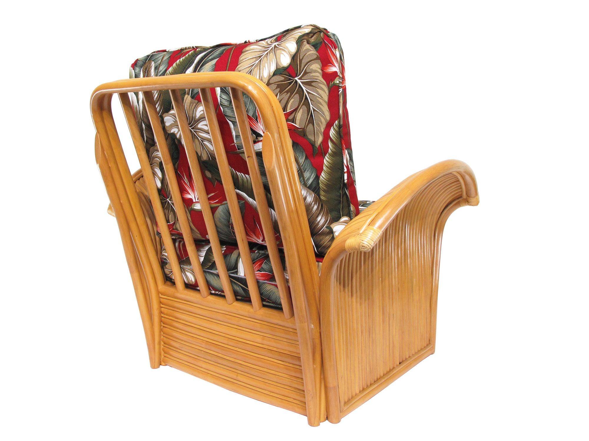 Restored rattan Art Deco-style lounge chair. The chair features beautifully shaped 