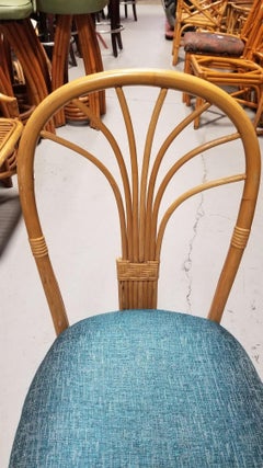 Restored Rattan Fan Back Dining Chairs, Pair