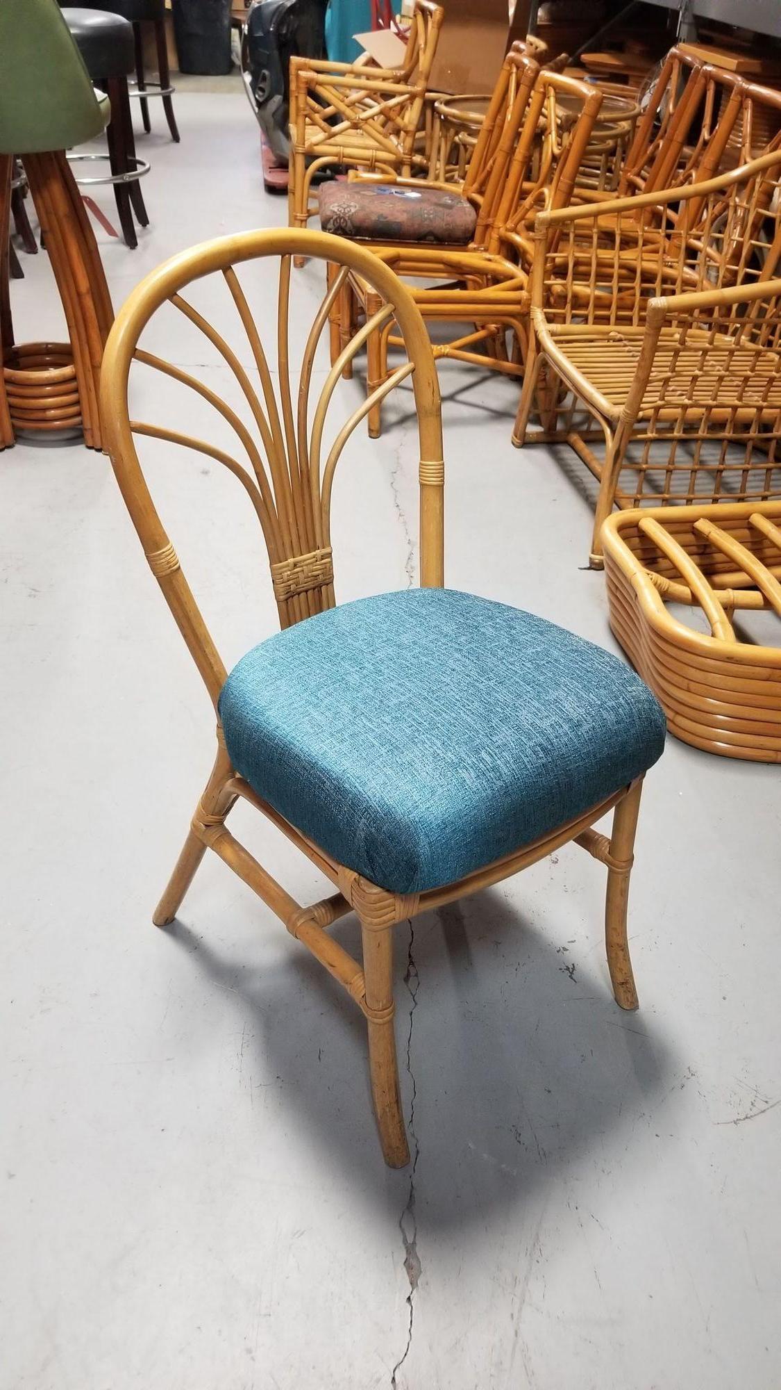 Restored Rattan Fan Back Dining Chairs, Pair In Excellent Condition For Sale In Van Nuys, CA