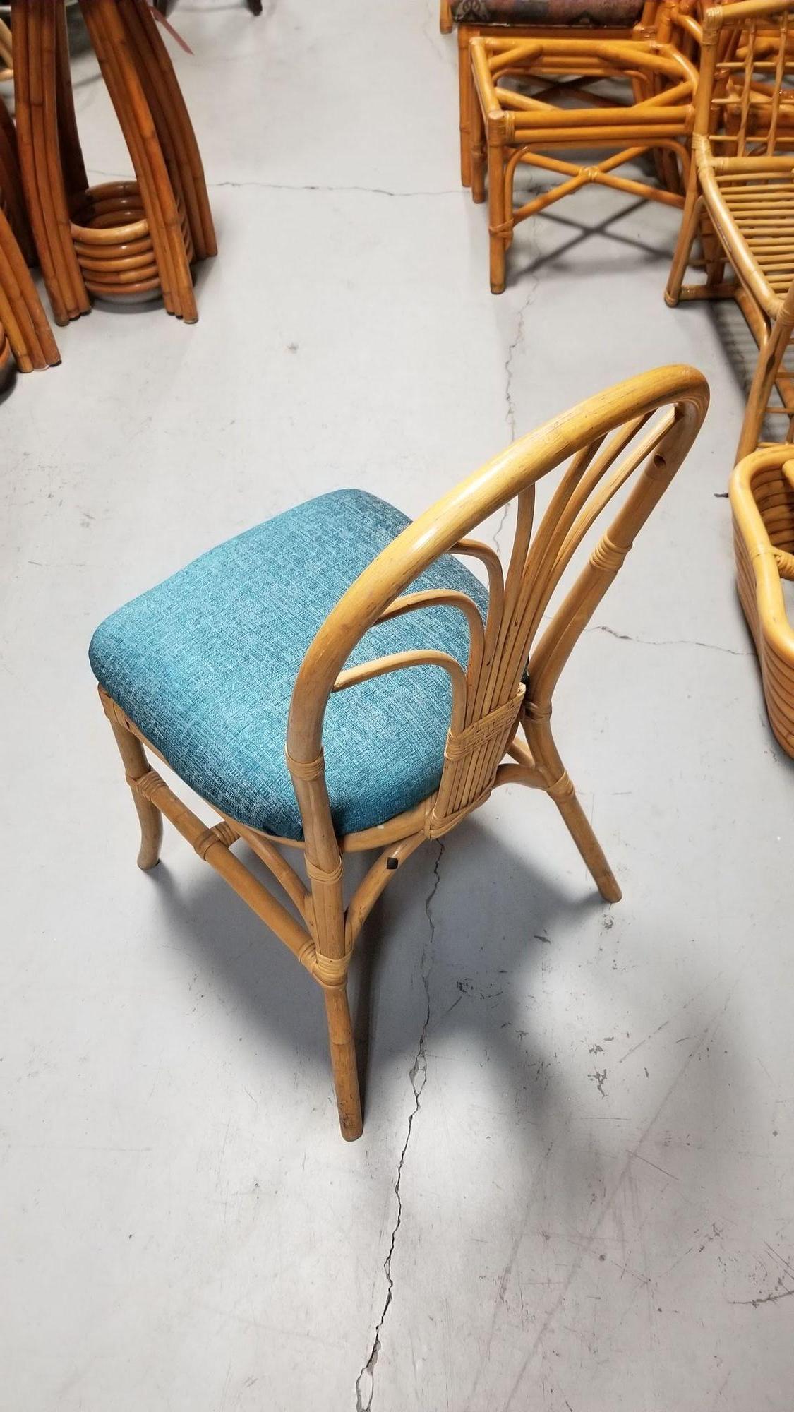 Restored Rattan Fan Back Dining Chairs, Pair For Sale 2