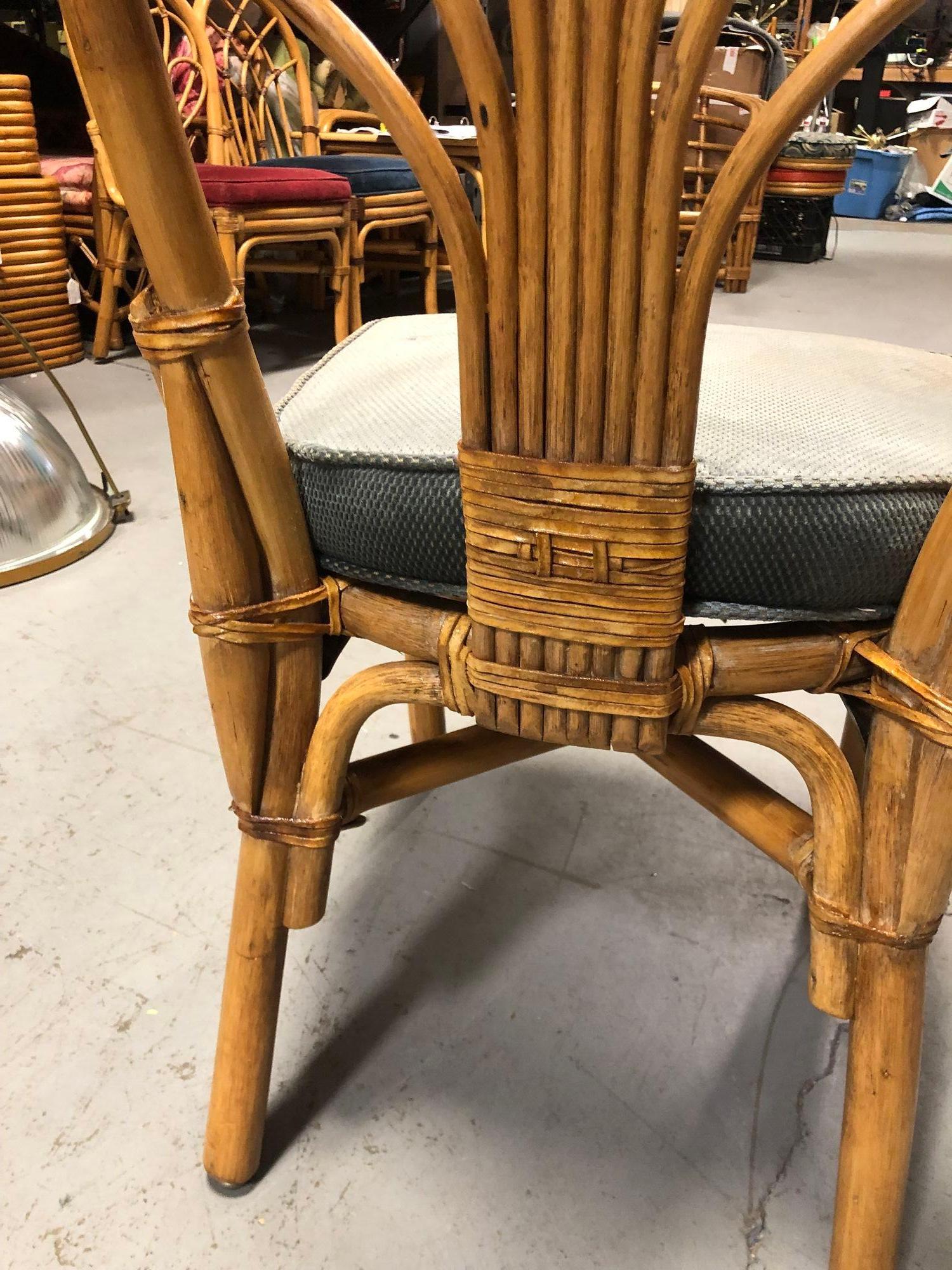Restored Rattan Fan Back Dining Chairs Set of 3 1