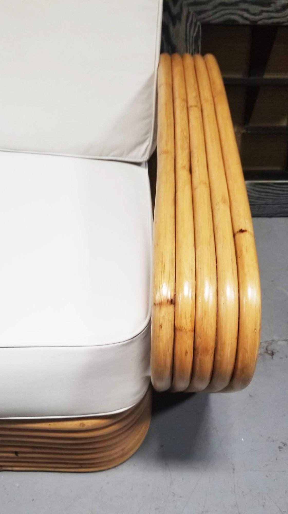 Restored Rattan Five Strand Square Pretzel Sofa and Lounge Chair Set en vente 6