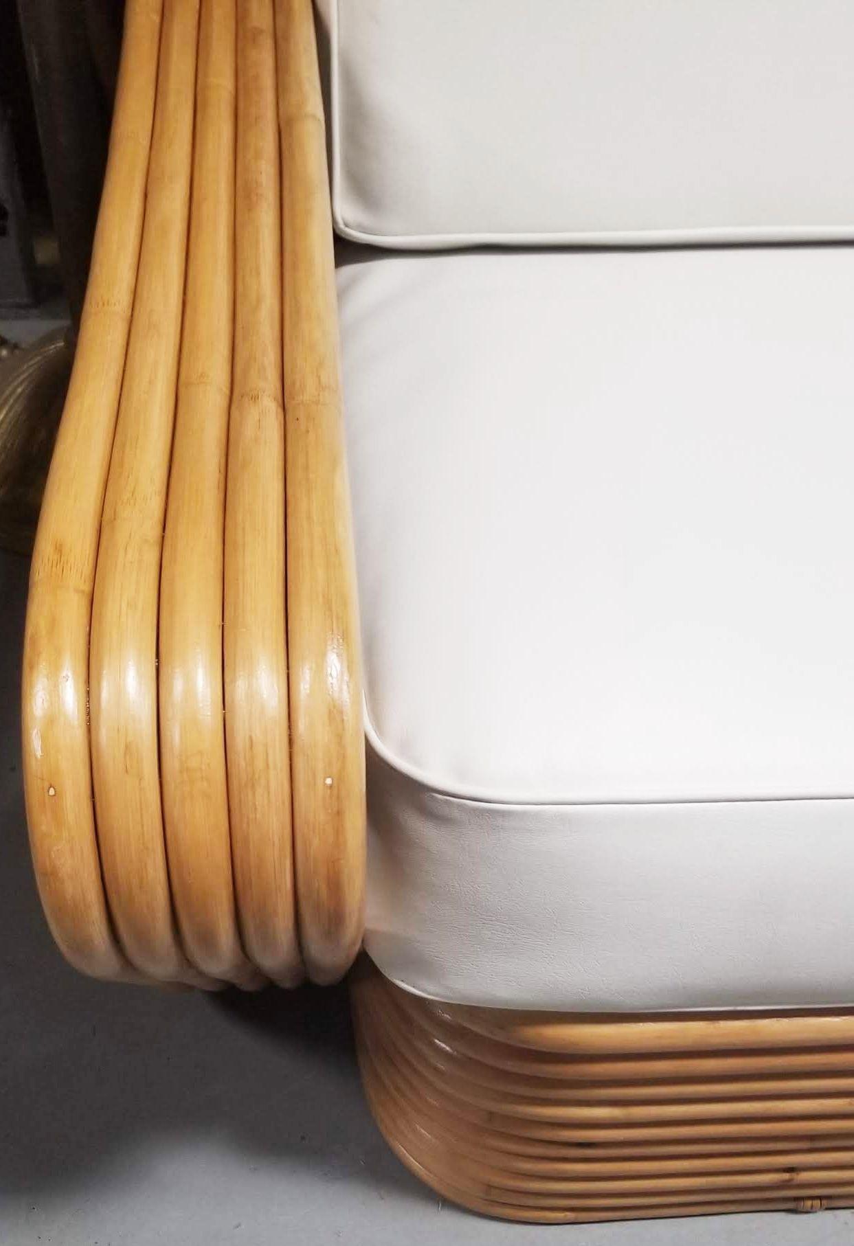 Restored Rattan Five Strand Square Pretzel Sofa and Lounge Chair Set en vente 4