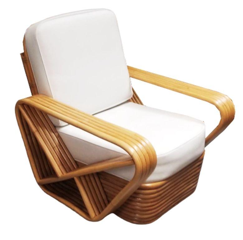 Tissu Ensemble canapé et chaise longue en rotin à cinq brins et bretzel carré restauré en vente