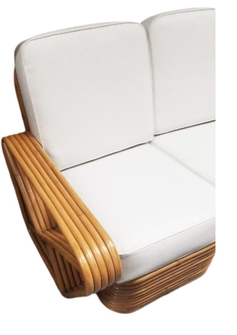 Restored Rattan Five Strand Square Pretzel Sofa and Lounge Chair Set en vente 3