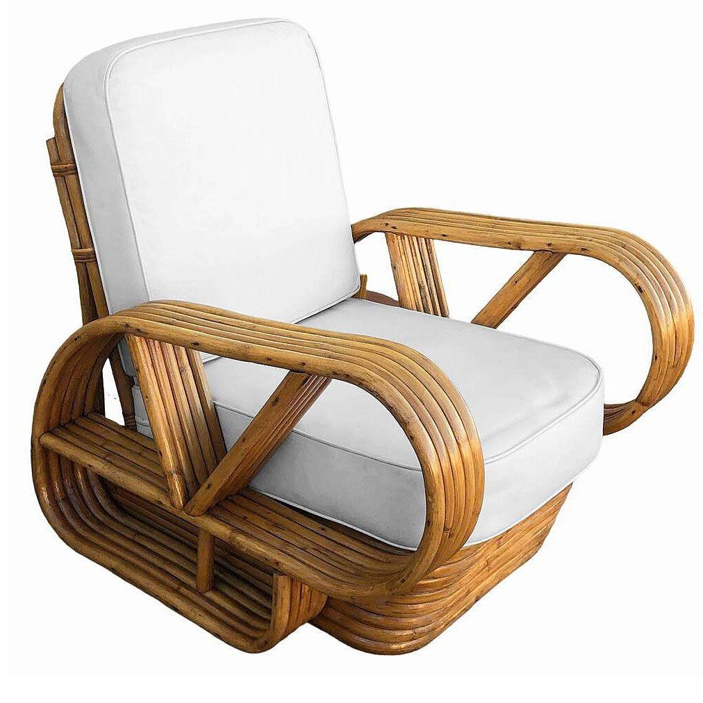 Poltrona a cinque bracci in rattan restaurato 