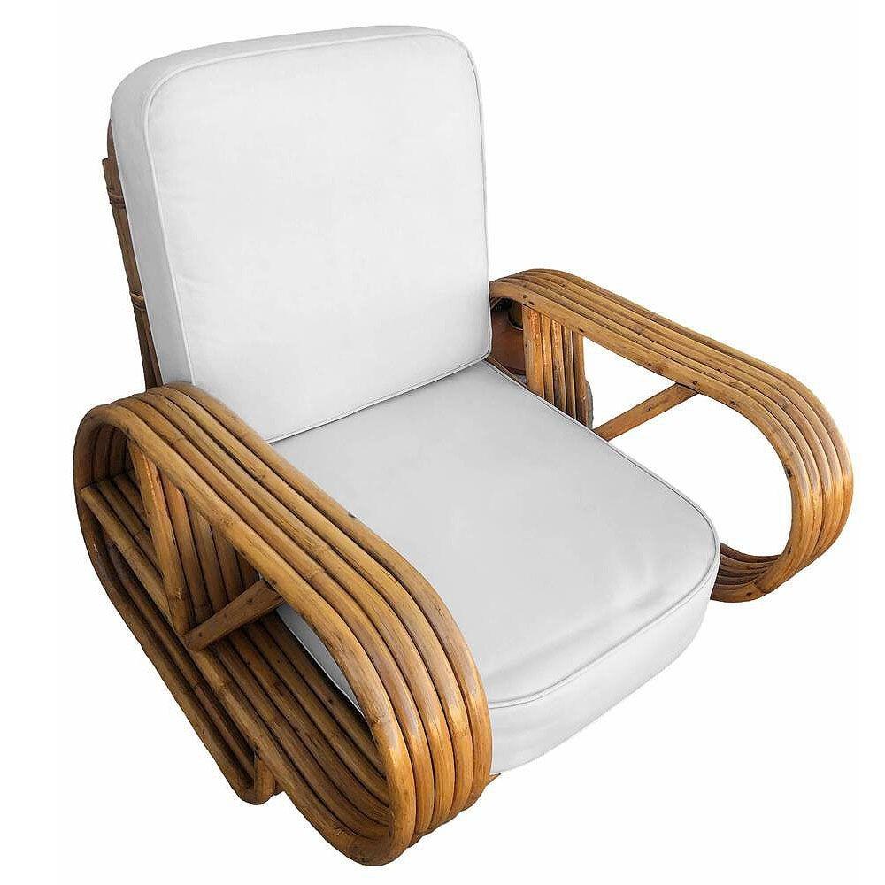 Poltrona a cinque bracci in rattan restaurato 
