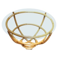 Restored Rattan Glass Top Coffee Table