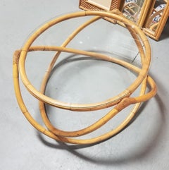 Restored Rattan Gyroscope Shaped Glass Coffee Table