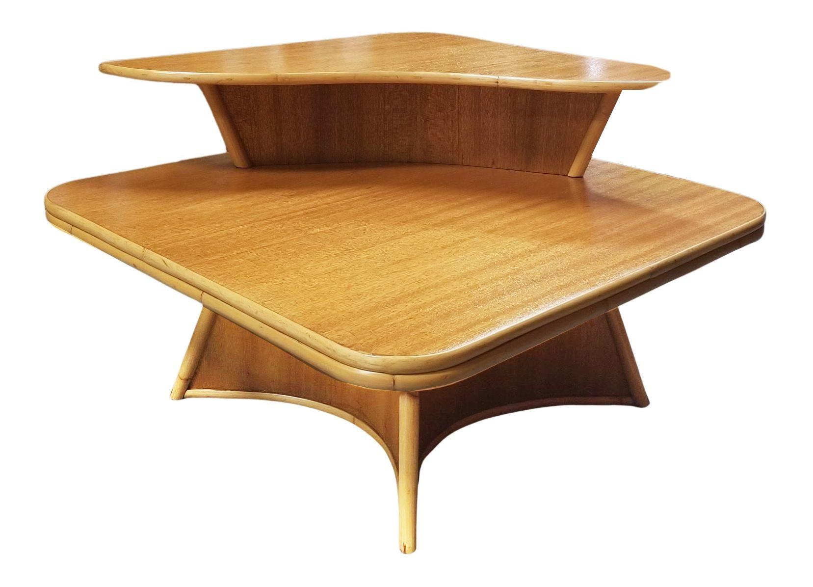 Juego de mesa de salón de ratán restaurado de Herbert & Shirley Ritts en Excelente estado para la venta en Van Nuys, CA