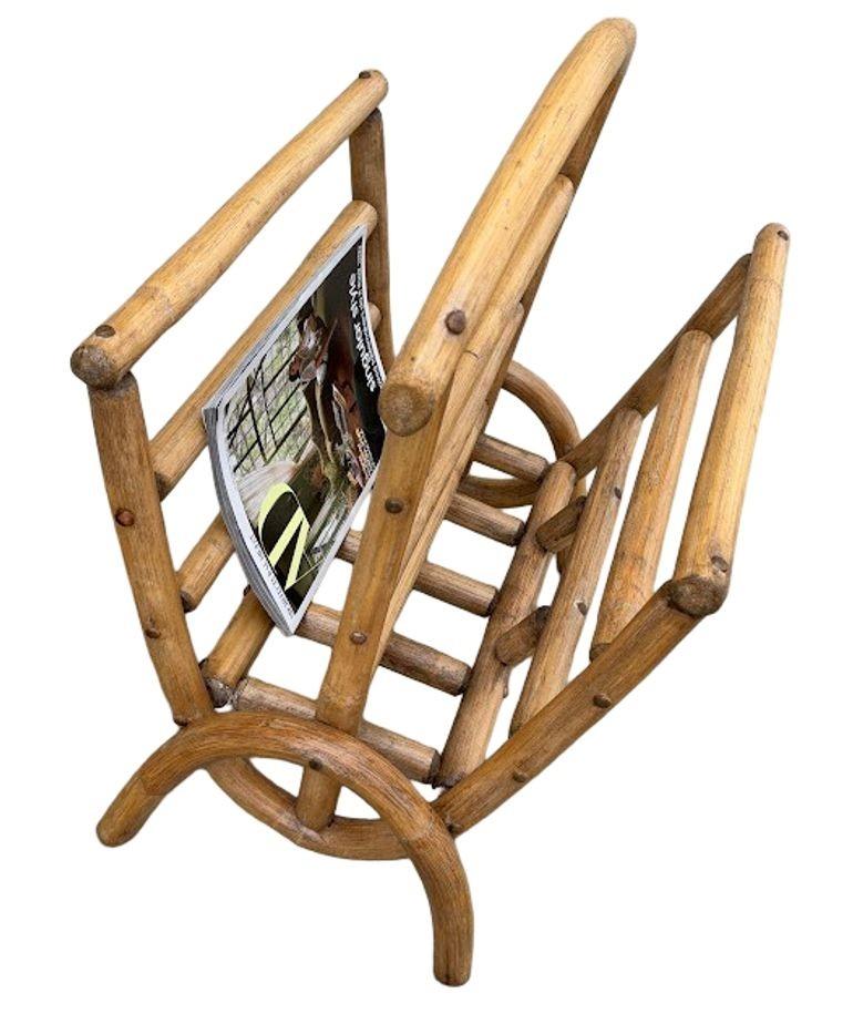 Mid-20th Century Restored Rattan Magazine or Log Holder For Sale