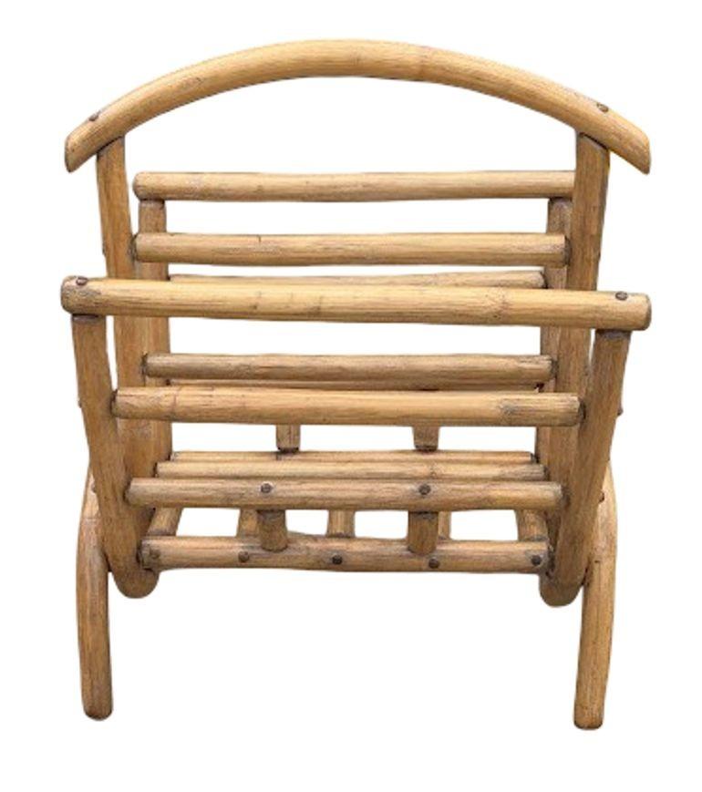 Restored Rattan Magazine or Log Holder For Sale 1