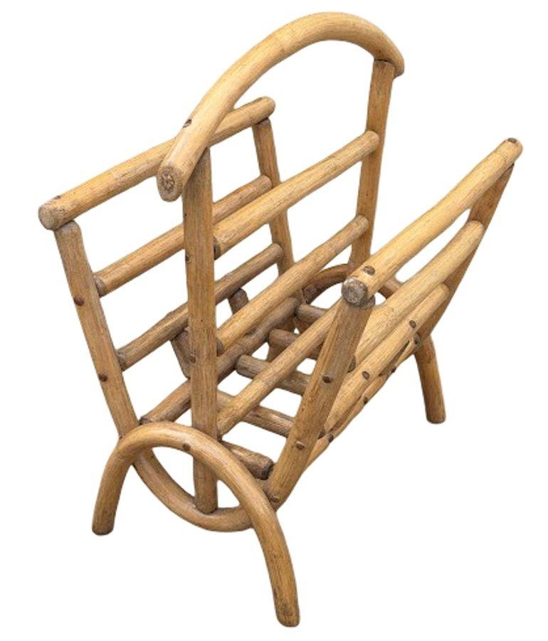 Restored Rattan Magazine or Log Holder For Sale 2