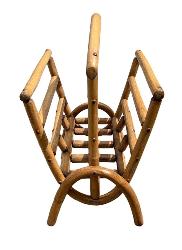 Restored Rattan Magazine or Log Holder For Sale 3