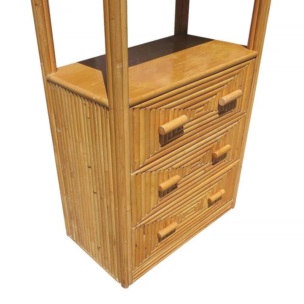 Restored Rattan & Mahogany Display Curio Cabinet Etagere In Excellent Condition For Sale In Van Nuys, CA