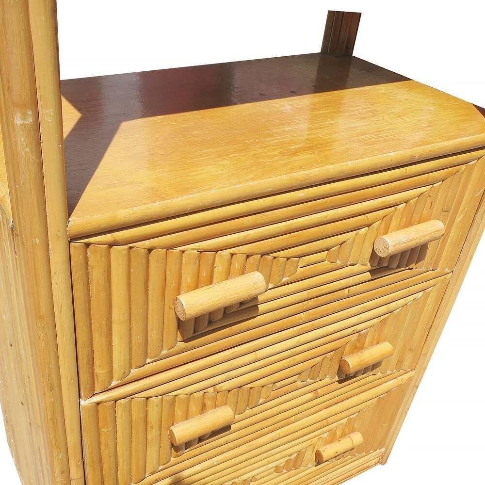 Restored Rattan & Mahogany Display Curio Cabinet Etagere For Sale 1