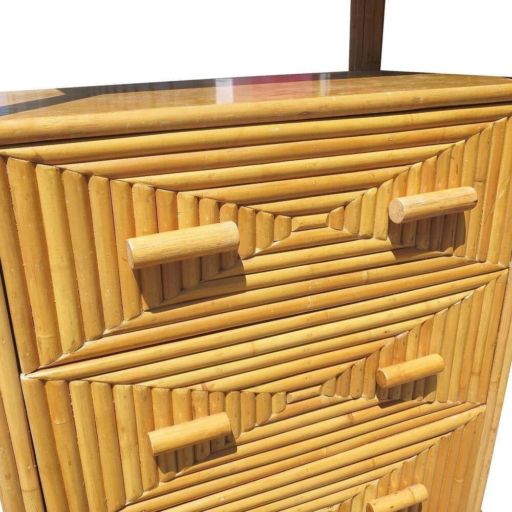 Restored Rattan & Mahogany Display Curio Cabinet Etagere For Sale 2