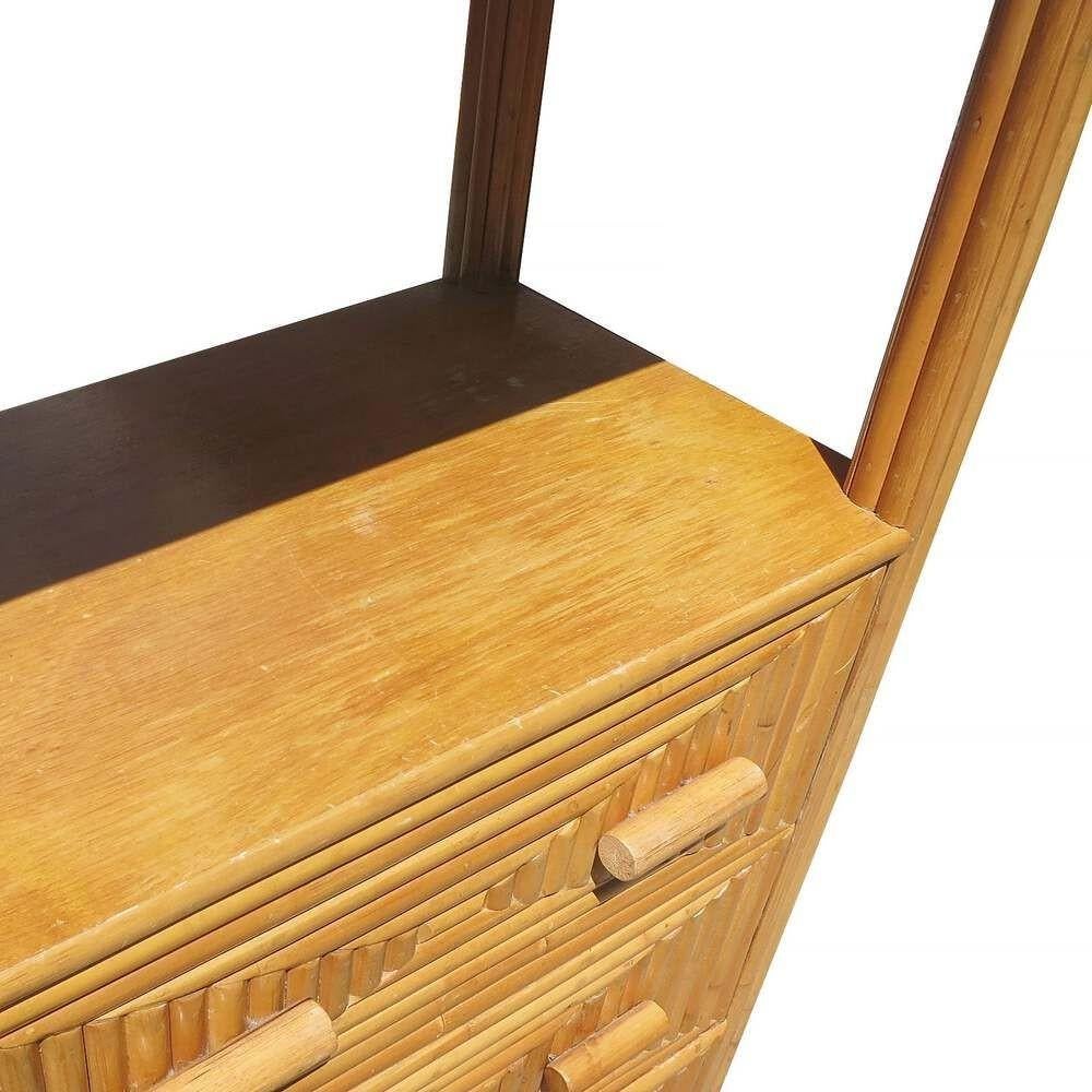 Restored Rattan & Mahogany Display Curio Cabinet Etagere For Sale 3