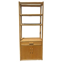 Restored High Style Rattan & Mahogany Etagere Display Curio Cabinet, 2 Available
