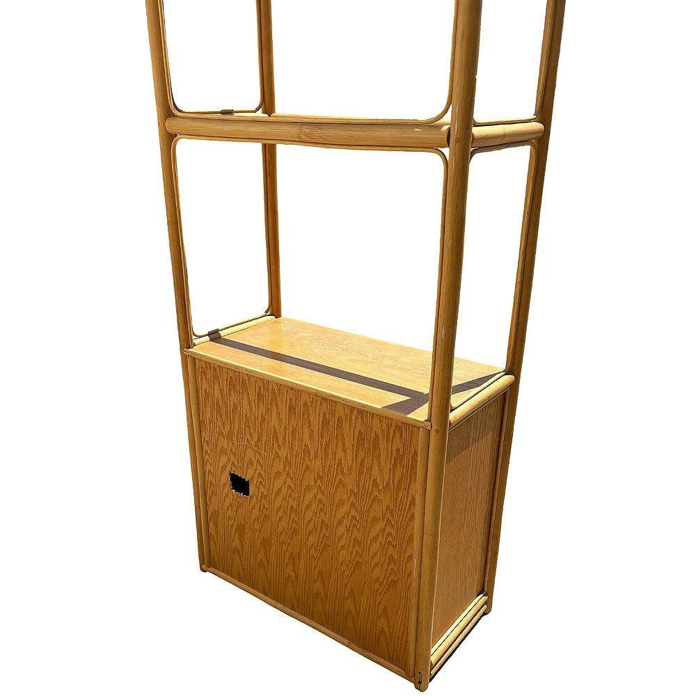Americano Mobile da esposizione a torre in mogano e rattan restaurato in vendita