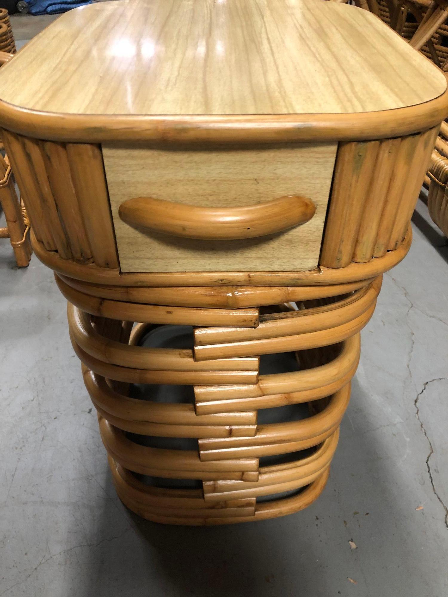 Restored Rattan Nighstand Side Table with Formica Top - Pair For Sale 2