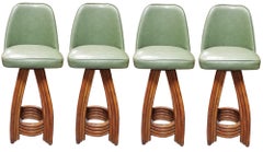 Restored Rattan Original 1936 Paul Frankl Bar Stools Set of 4
