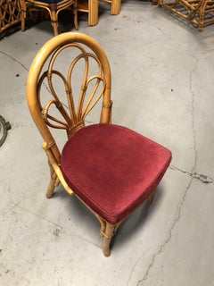 Restored Rattan Petal Fan Back Dining Chairs Set of 10