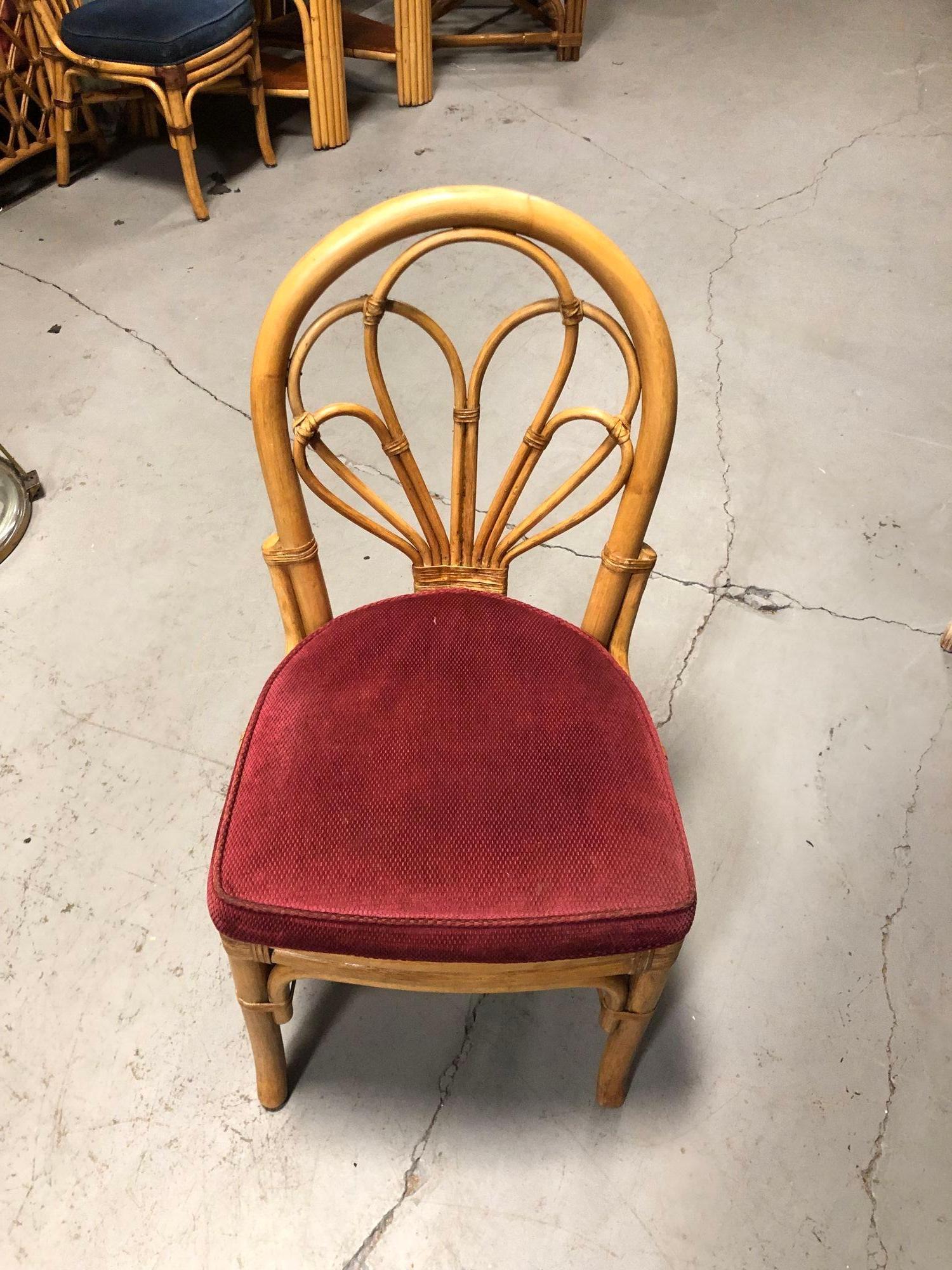 Restored Rattan Petal Fan Back Dining Chairs Set of 10 In Excellent Condition For Sale In Van Nuys, CA