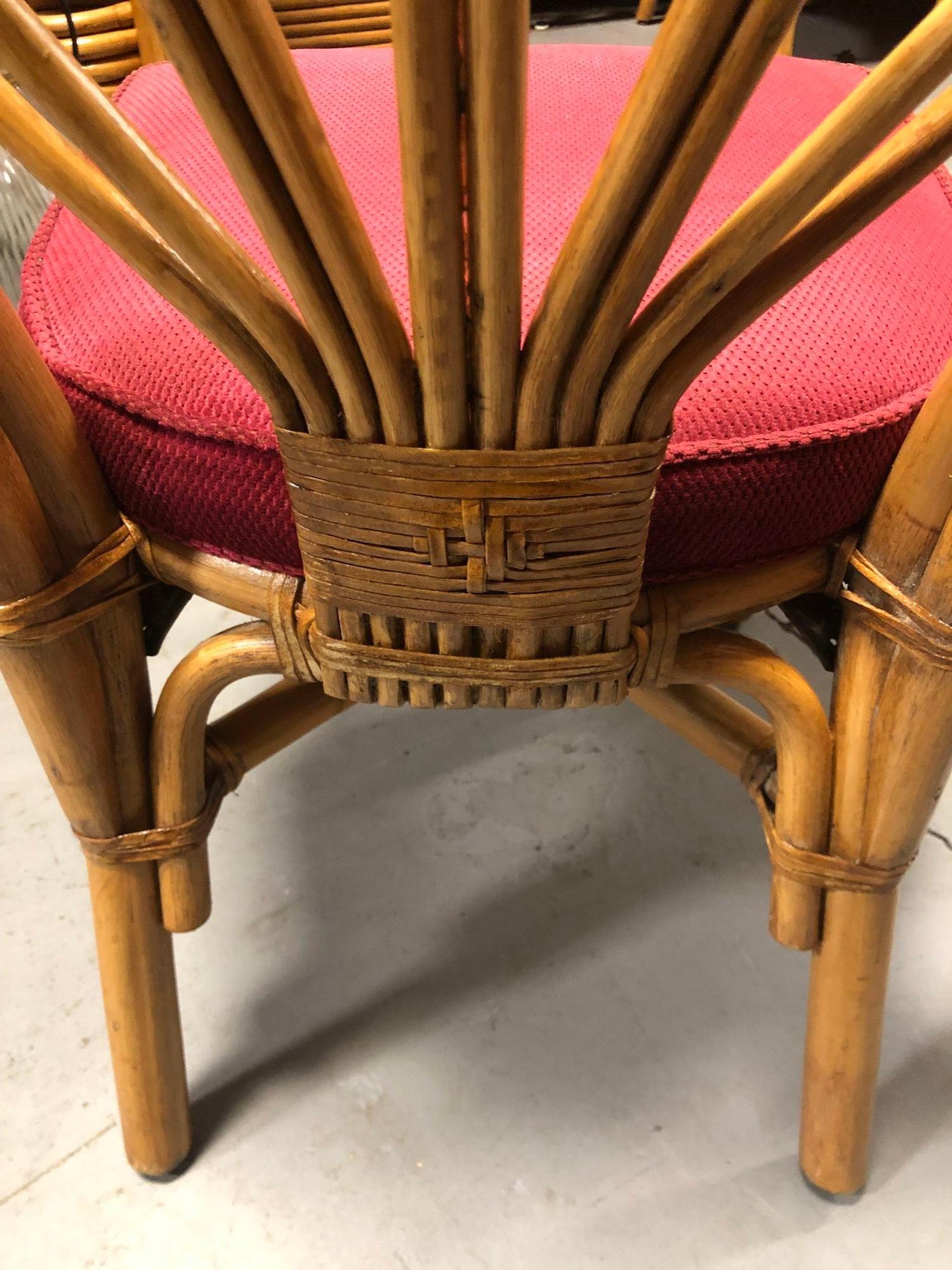 Restored Rattan Petal Fan Back Dining Chairs Set of 10 For Sale 2