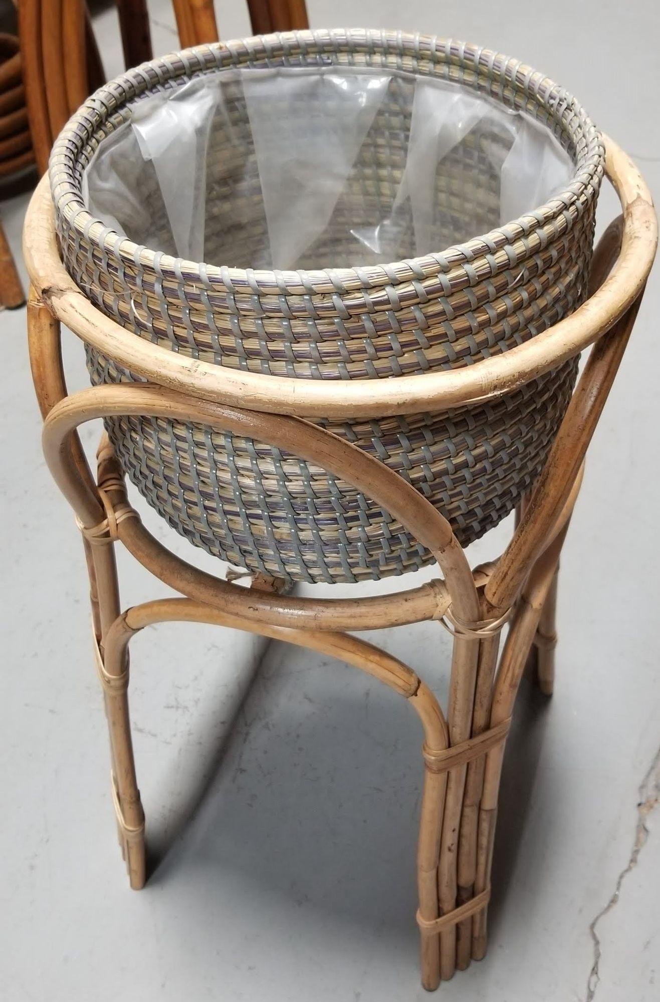 vintage rattan plant stand