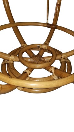 Restored Rattan Round Accent Coffee Table, Unique Size