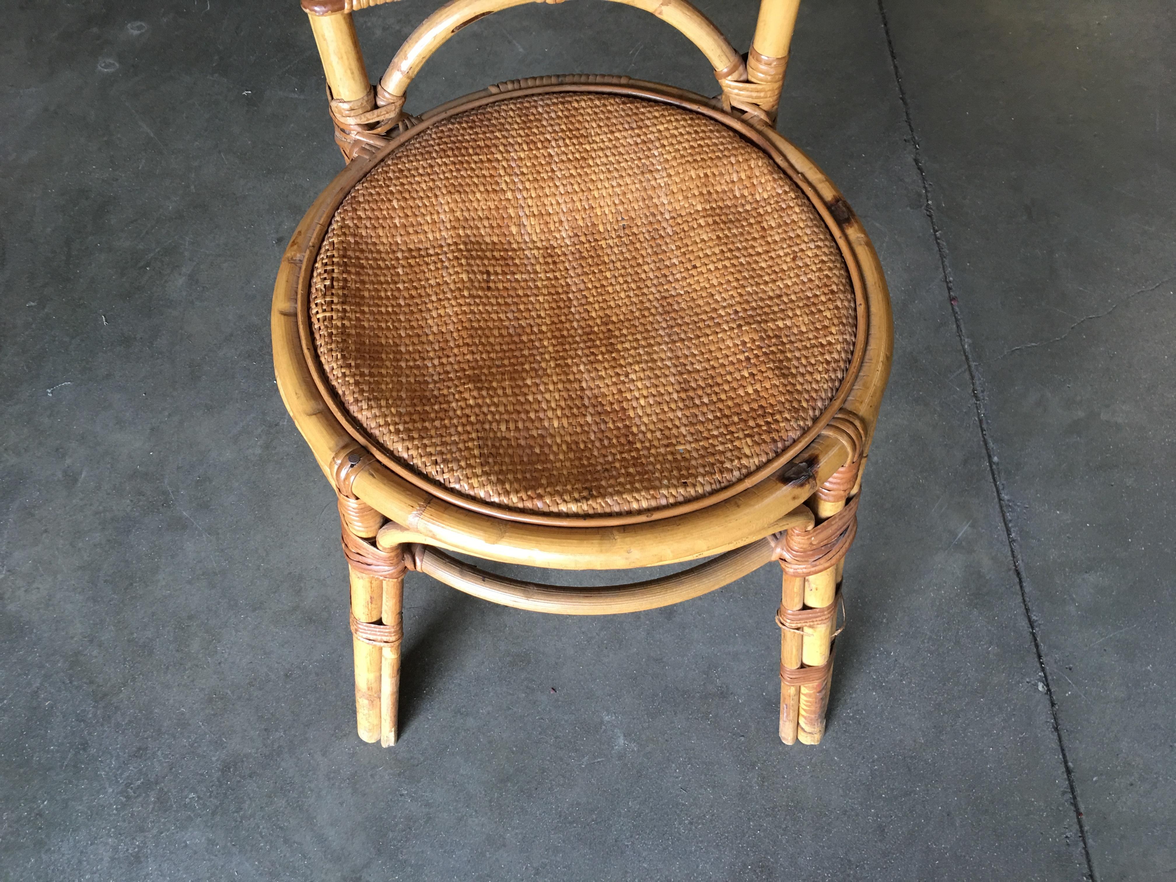 Restored Rattan Side Chair with Large Wicker Fan Back and Seat For Sale 4