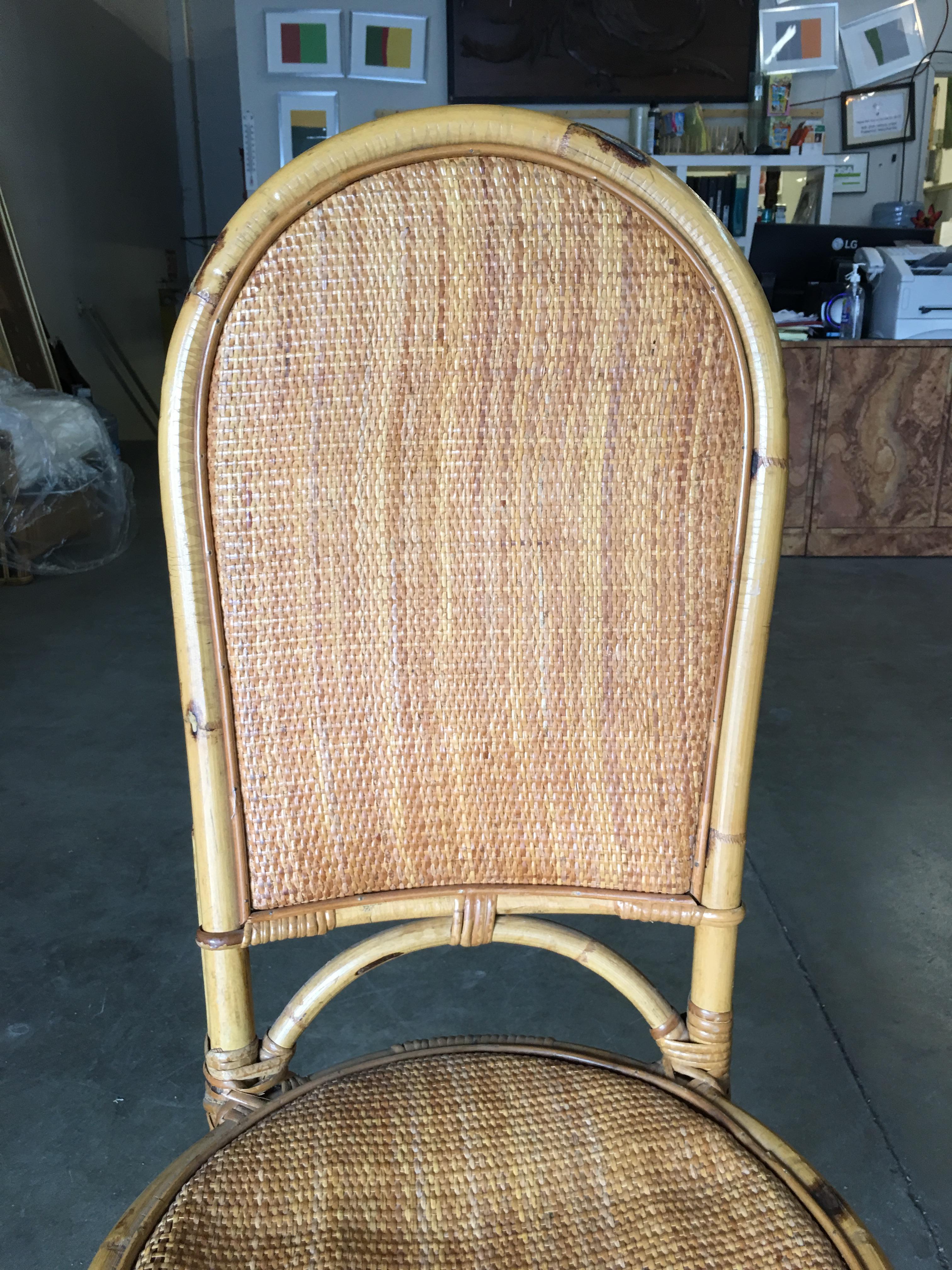 Restored Rattan Side Chair with Large Wicker Fan Back and Seat For Sale 3