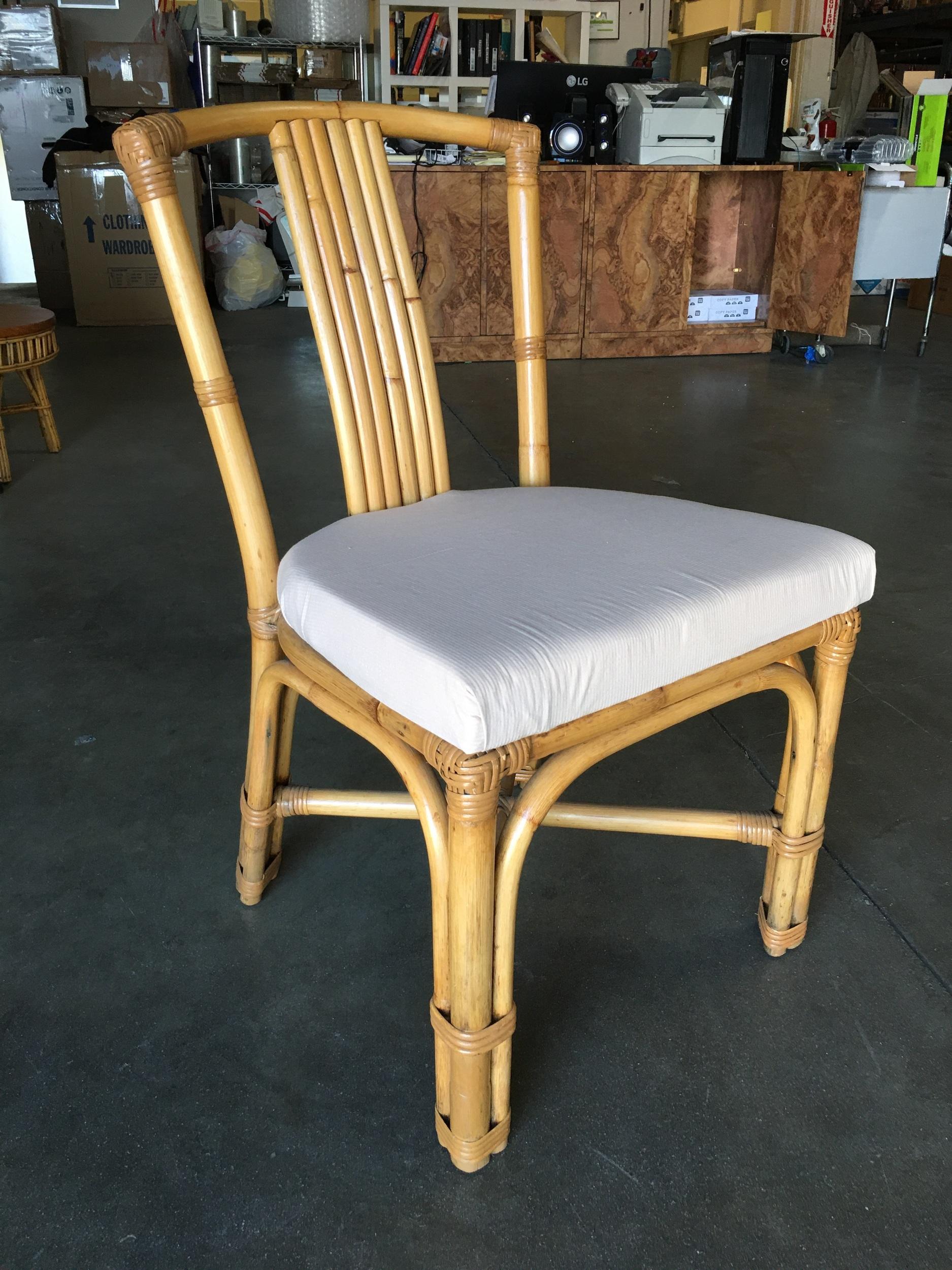 American Restored Rattan Side Chair with 6 Strand Back
