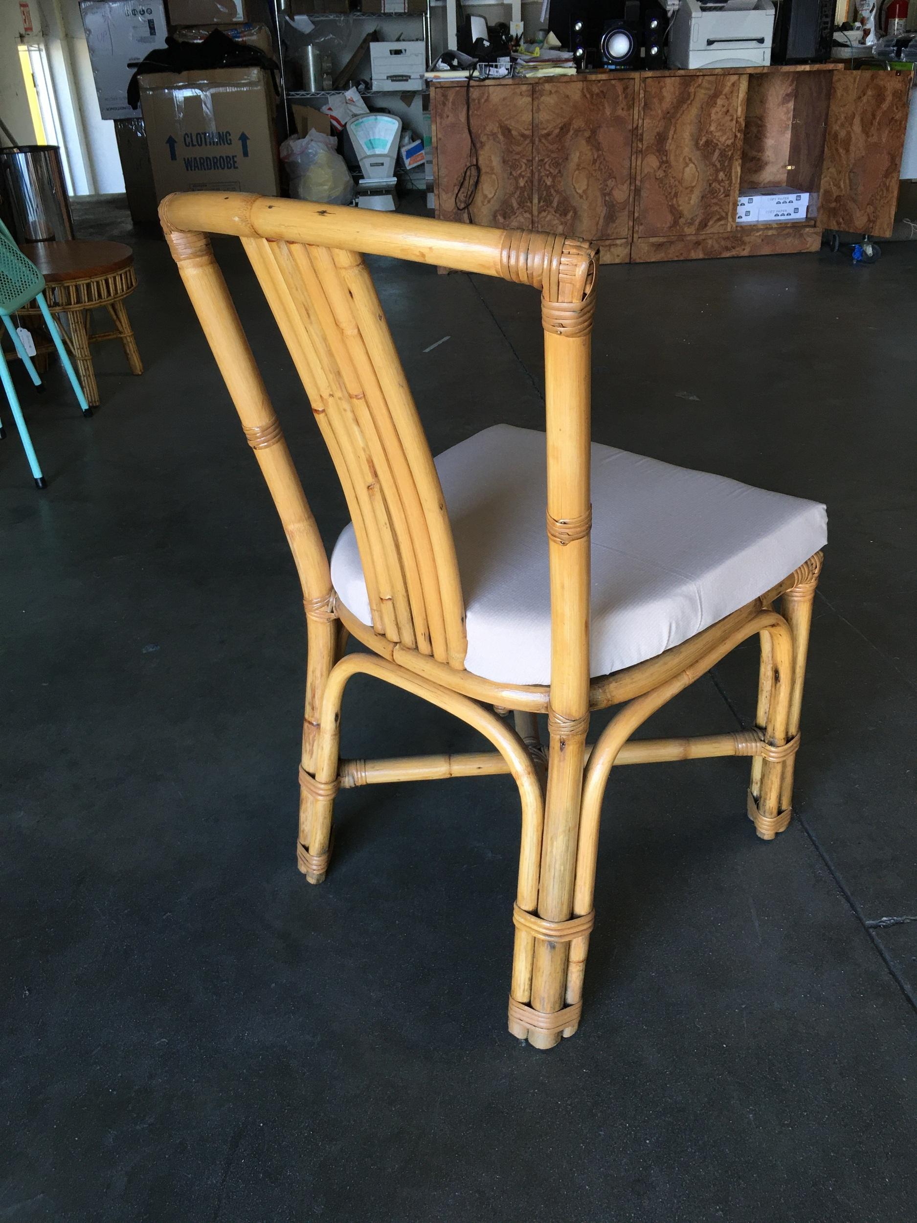 Restored Rattan Side Chair with 6 Strand Back In Excellent Condition In Van Nuys, CA
