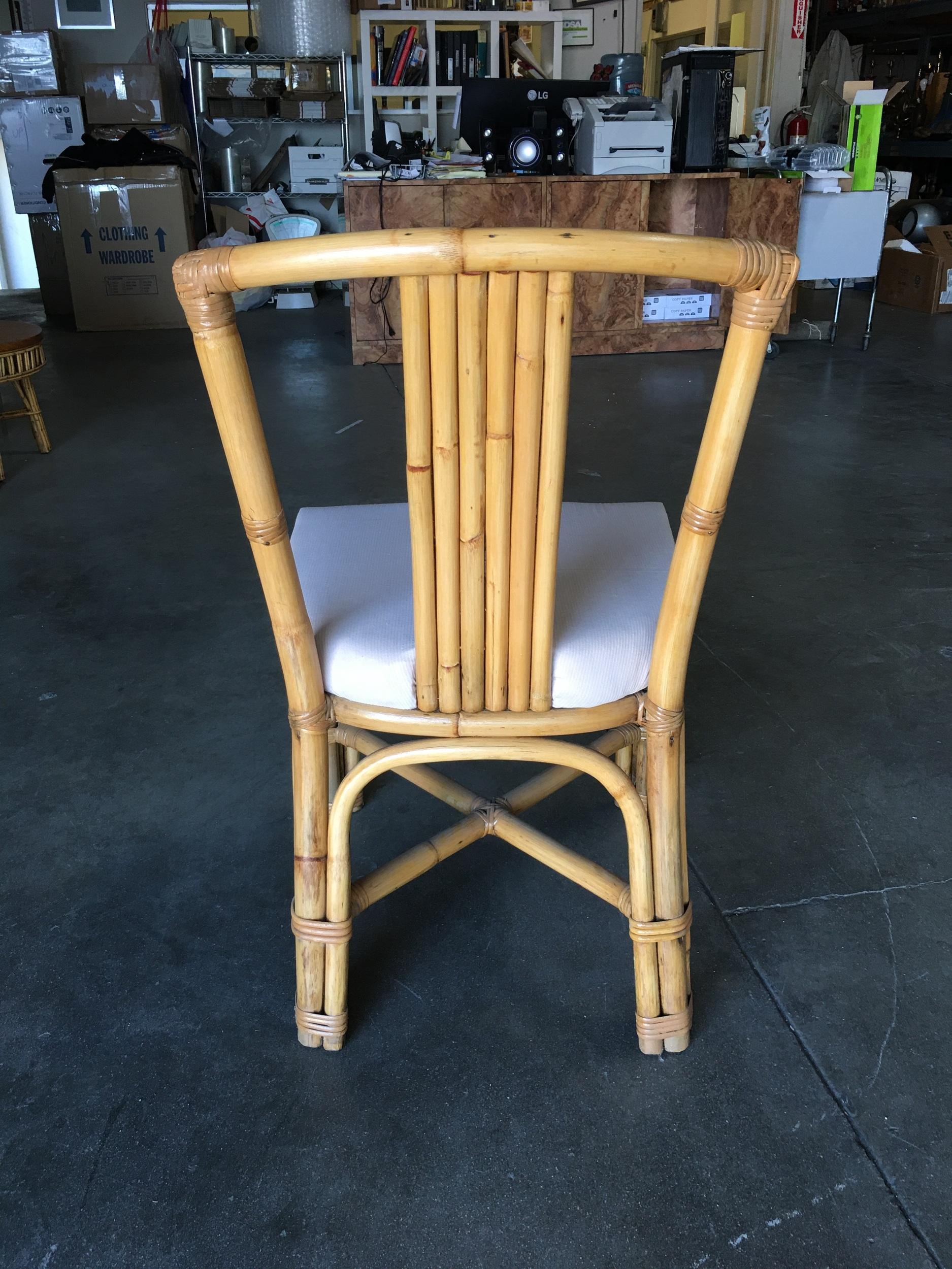 Mid-20th Century Restored Rattan Side Chair with 6 Strand Back