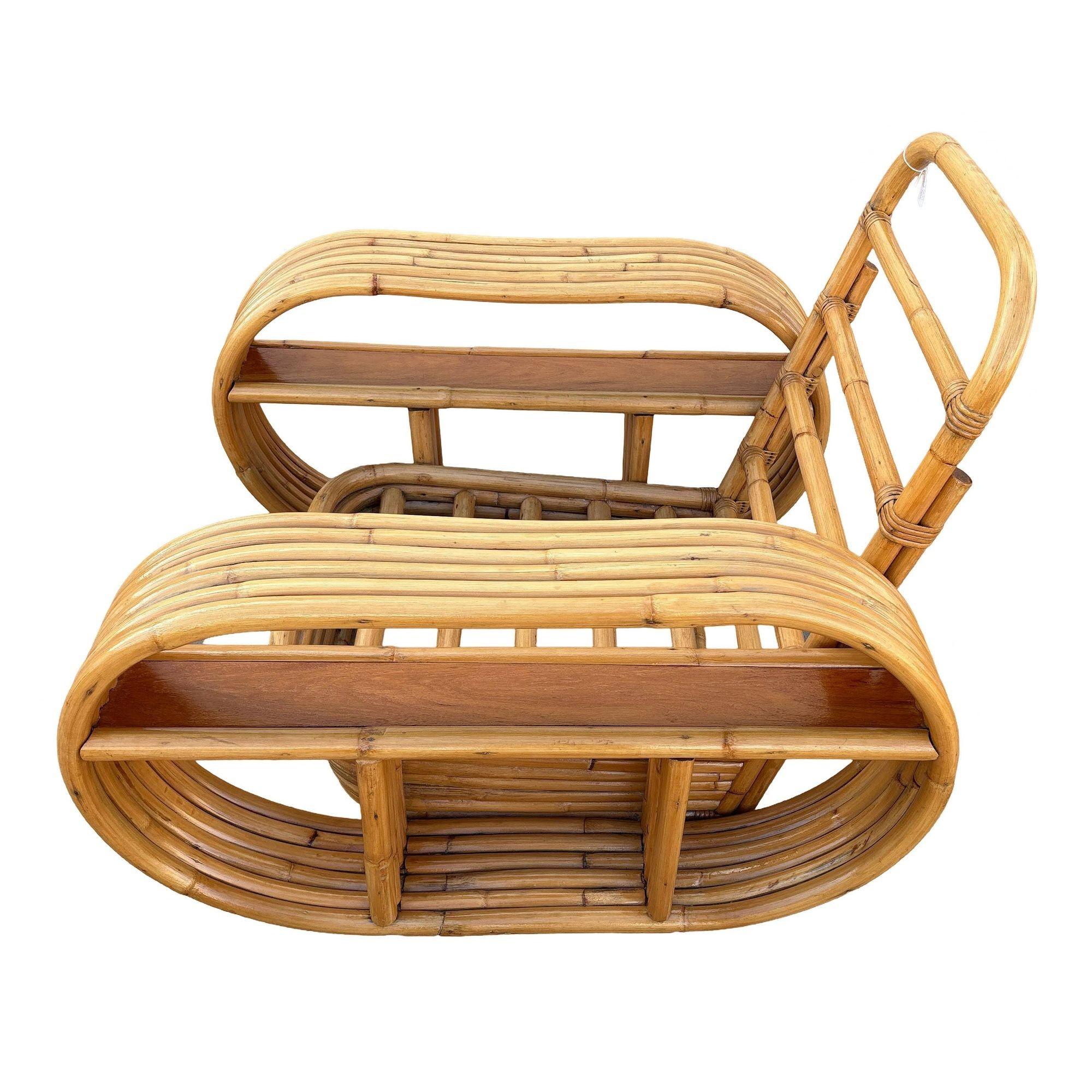 Restored Rattan Six-Strand Shelf Arms Sofa and Chair Set For Sale 2