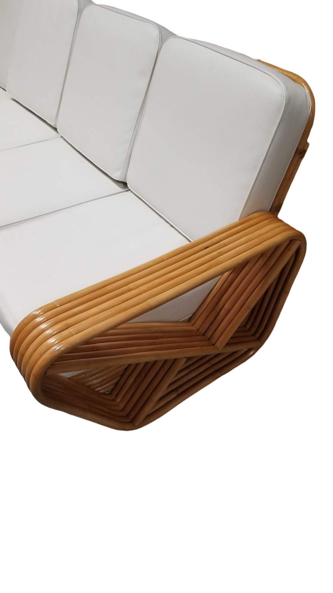 Ensemble de canapés et chaises de salon Pretzel carrés 3/4 en rotin restauré en vente 9