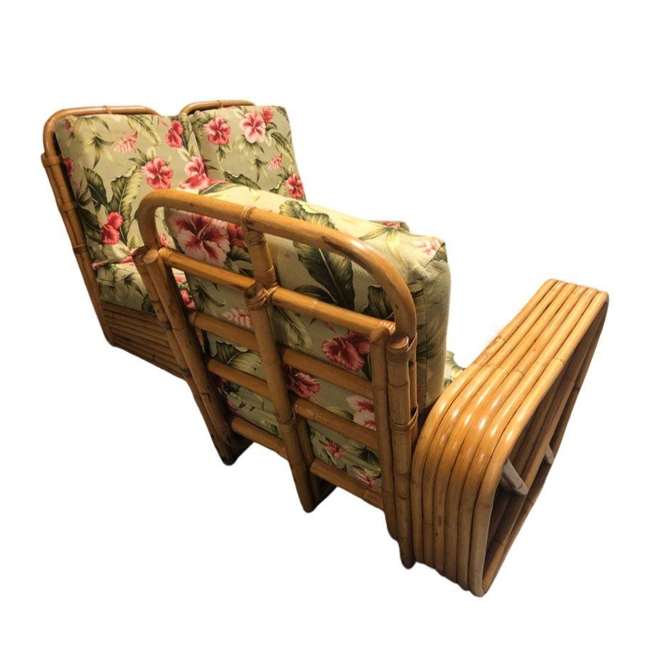 Restauriertes Rattan-Sofa mit sechssträngigen, quadratischen Brezeln im Angebot 2