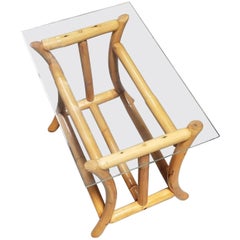 Restored Rattan Small Glass Top Coffee Table