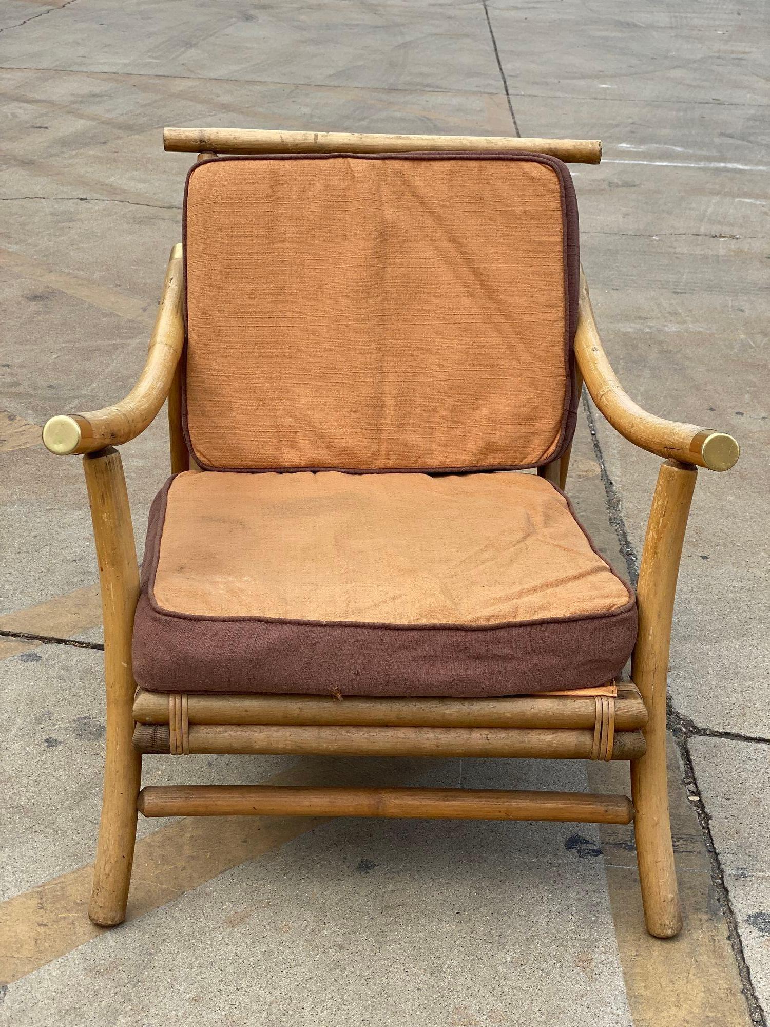 Ensemble canapé et chaise de salon en rotin restauré par John Wisner pour Ficks Reed en vente 2