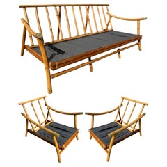 Restored Rattan Sofa & Chair Livingroom Set by John Wisner for Ficks Reed